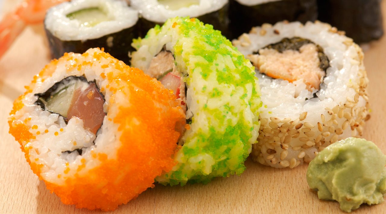 Sushi rolls --- Image by © Peter Frank/Corbis