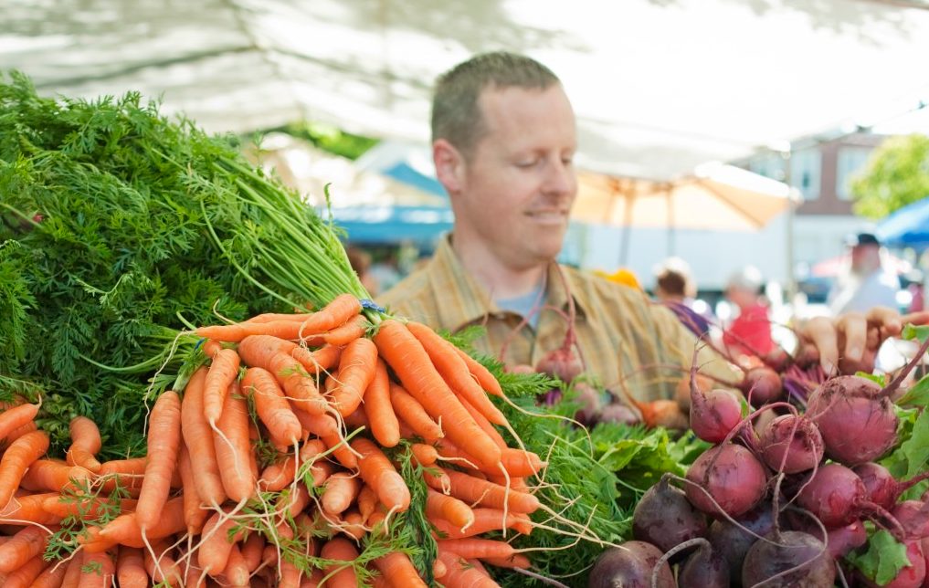 Locally grown organic produce at farmers' market --- Image by © Helen King/Corbis